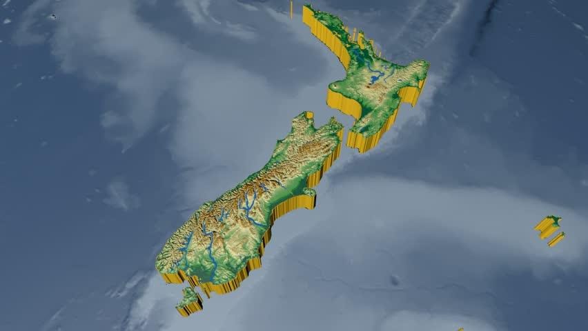 Mapa de 3d nova celandia