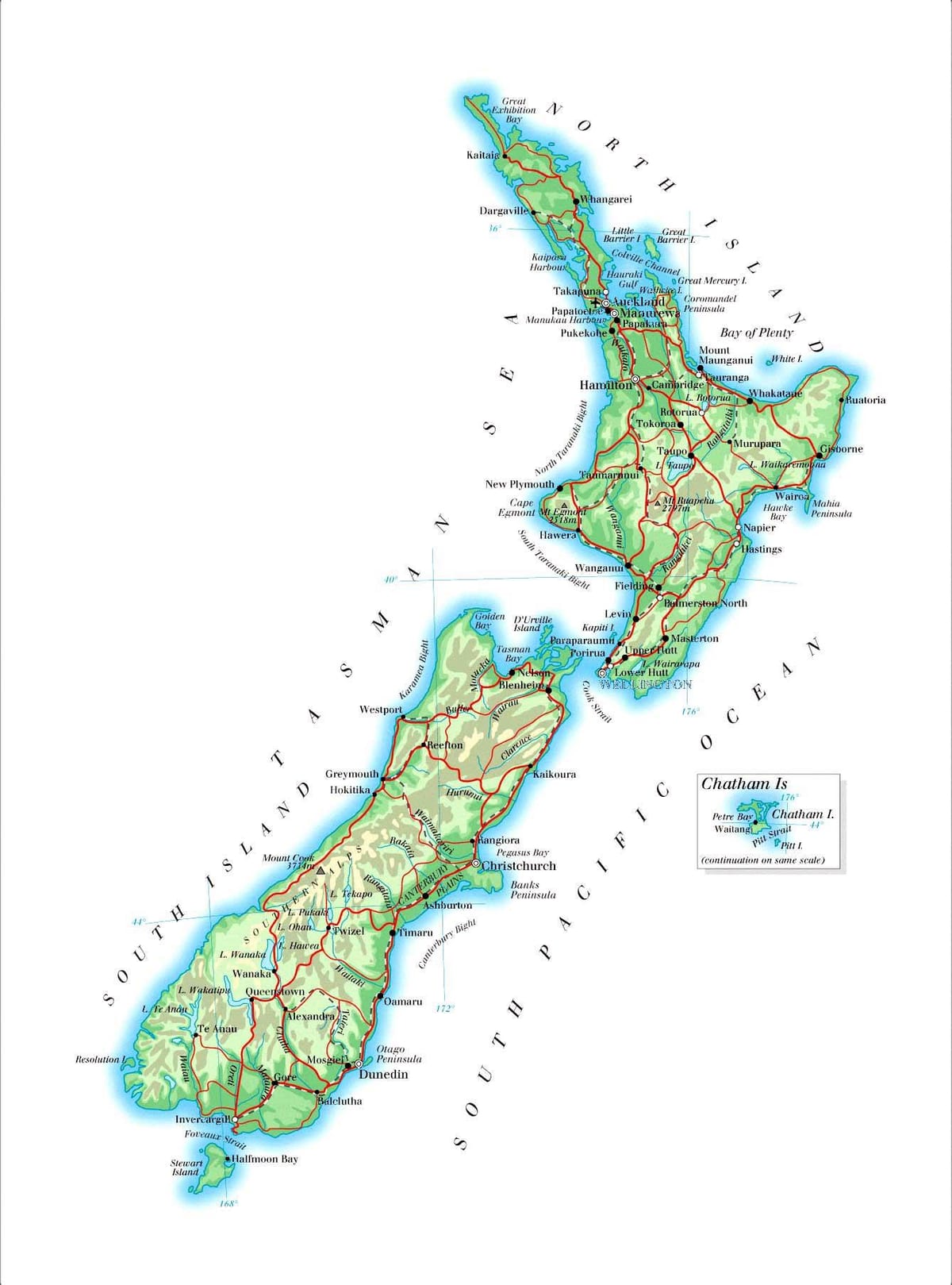 Mapa da gran nova celandia
