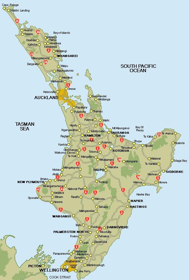 mapa de central norte illa nova celandia