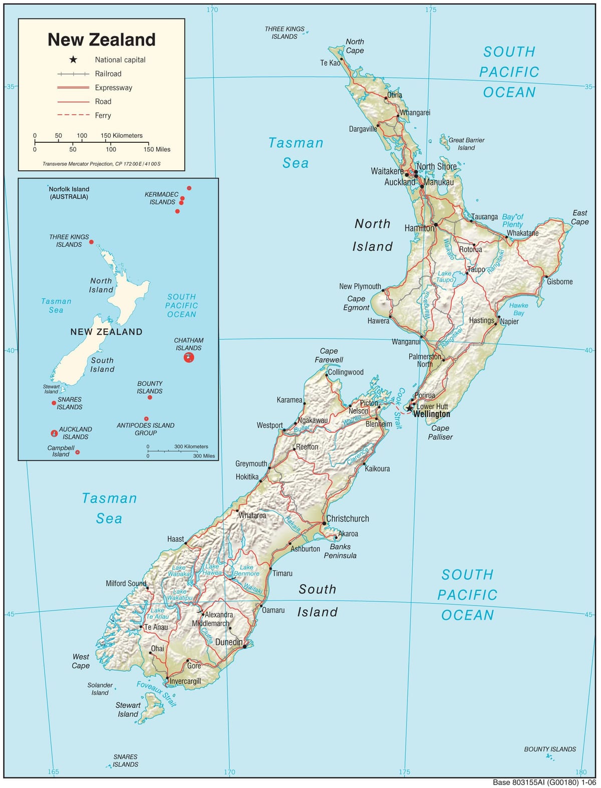 Mapa de nova celandia illa norte con distancia