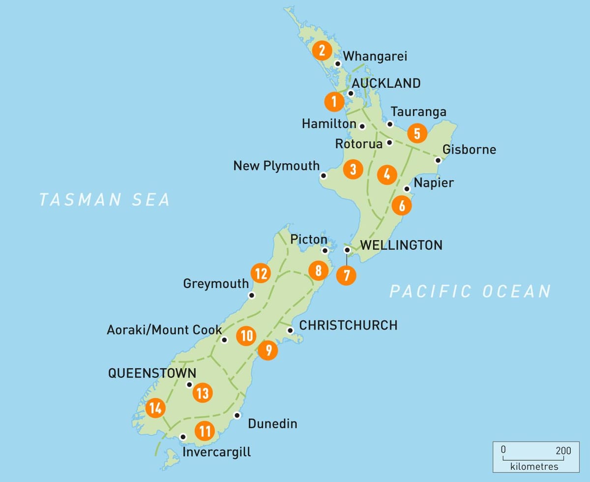 Mapa de nova celandia área