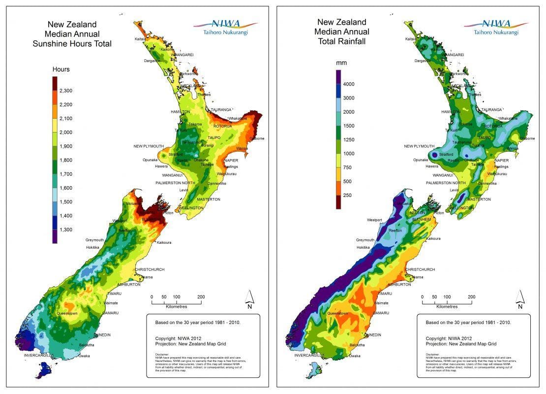 Mapa de nova celandia clima