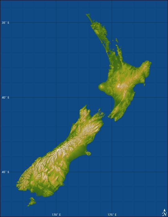 nova celandia altitude mapa