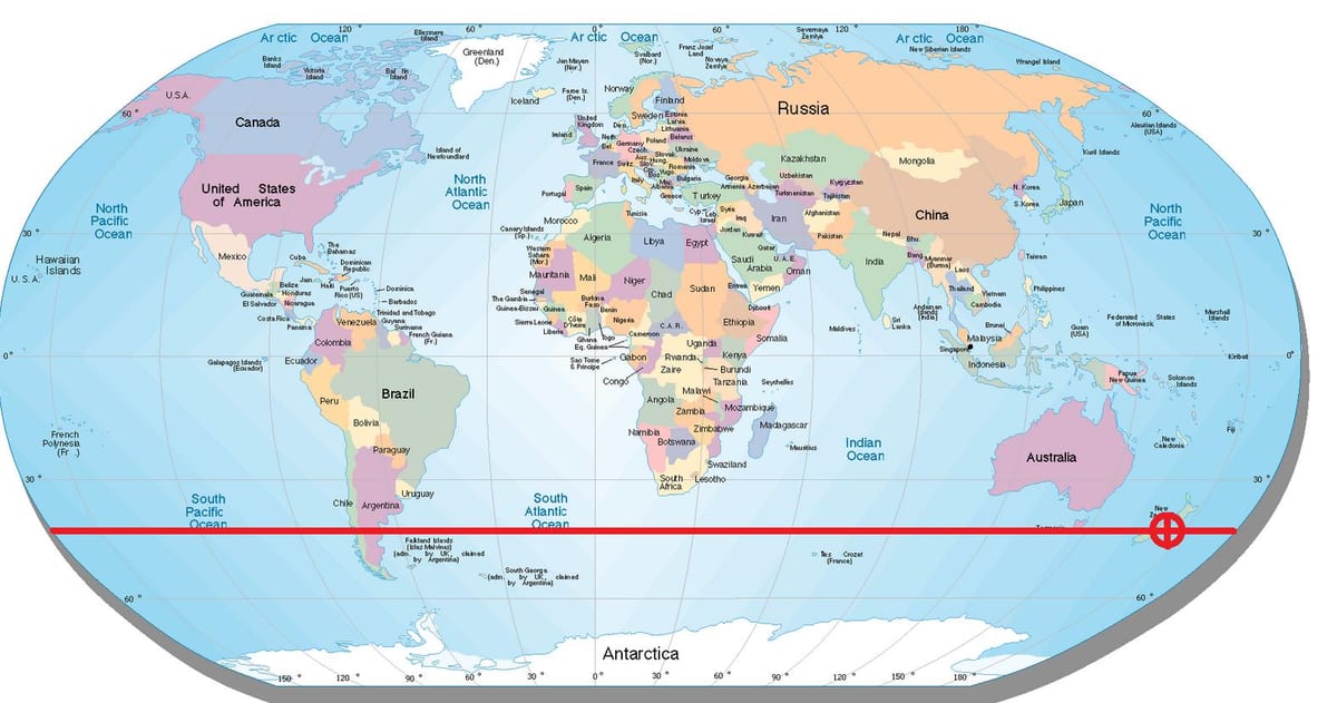 Mapa de nova celandia latitude