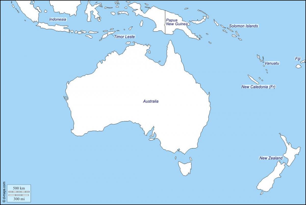 esbozo de mapa de australia e nova celandia