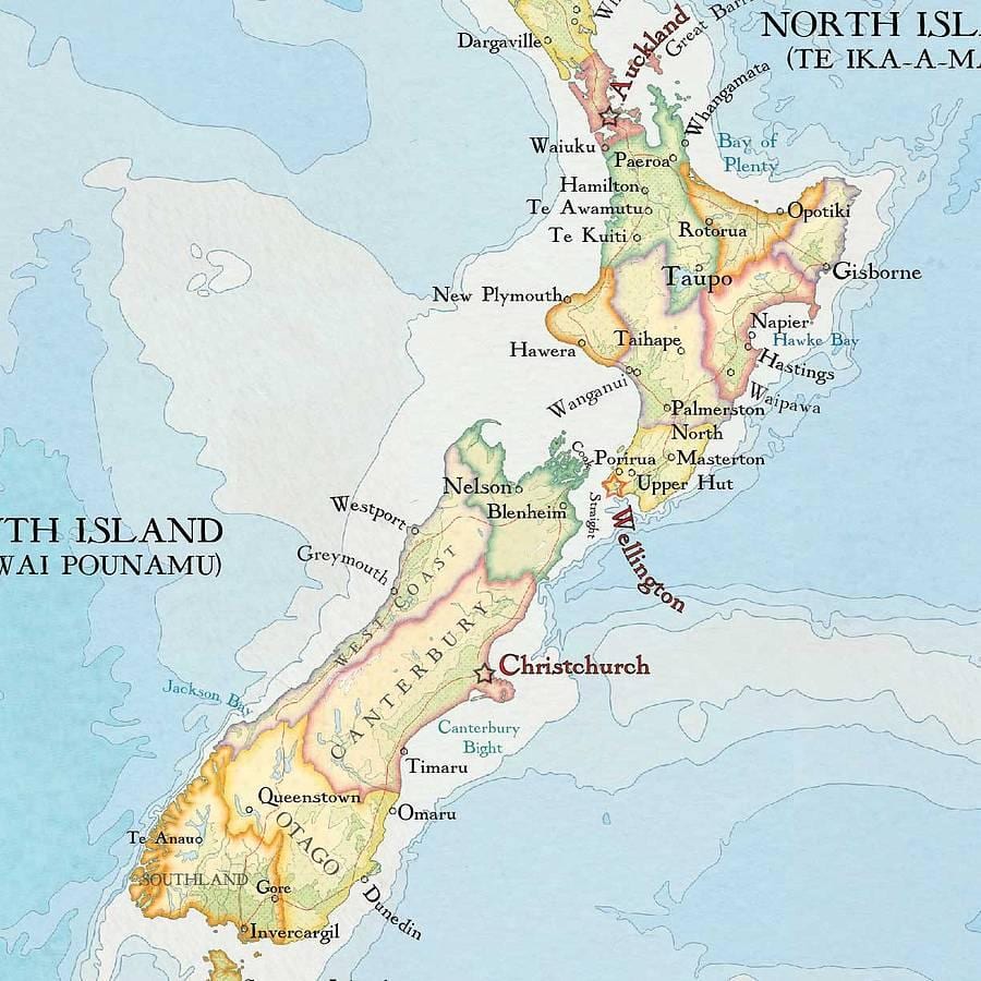 Mapa de nova celandia imprimir