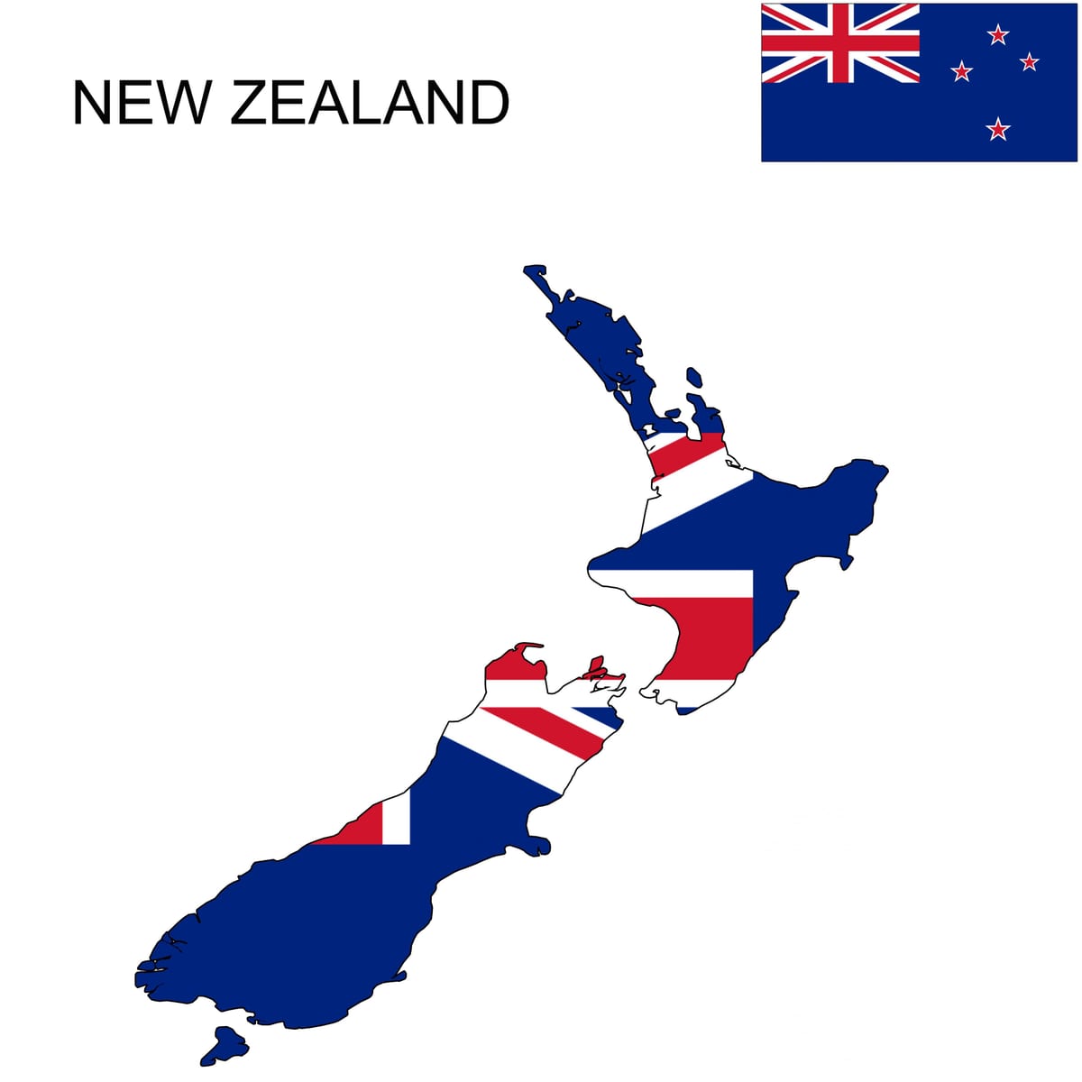 Mapa de nova celandia e a bandeira