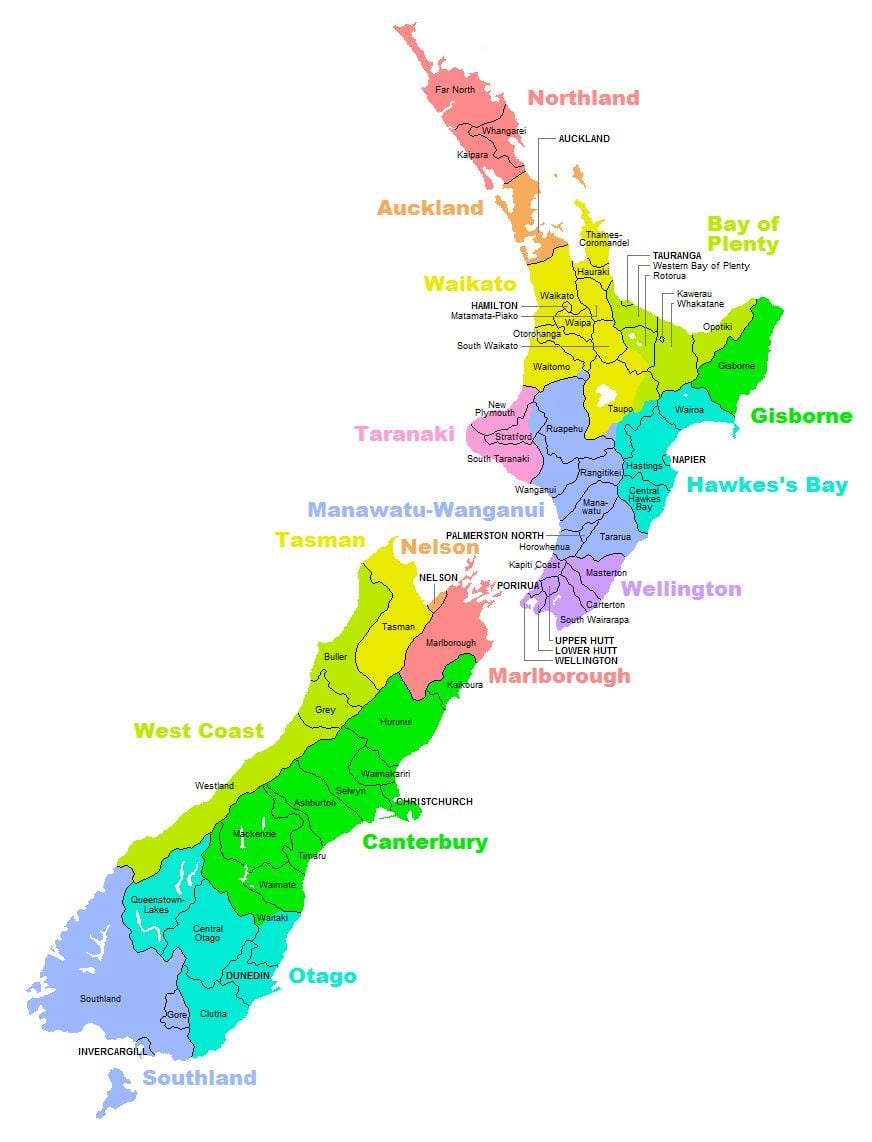 mapa político de australia e nova celandia
