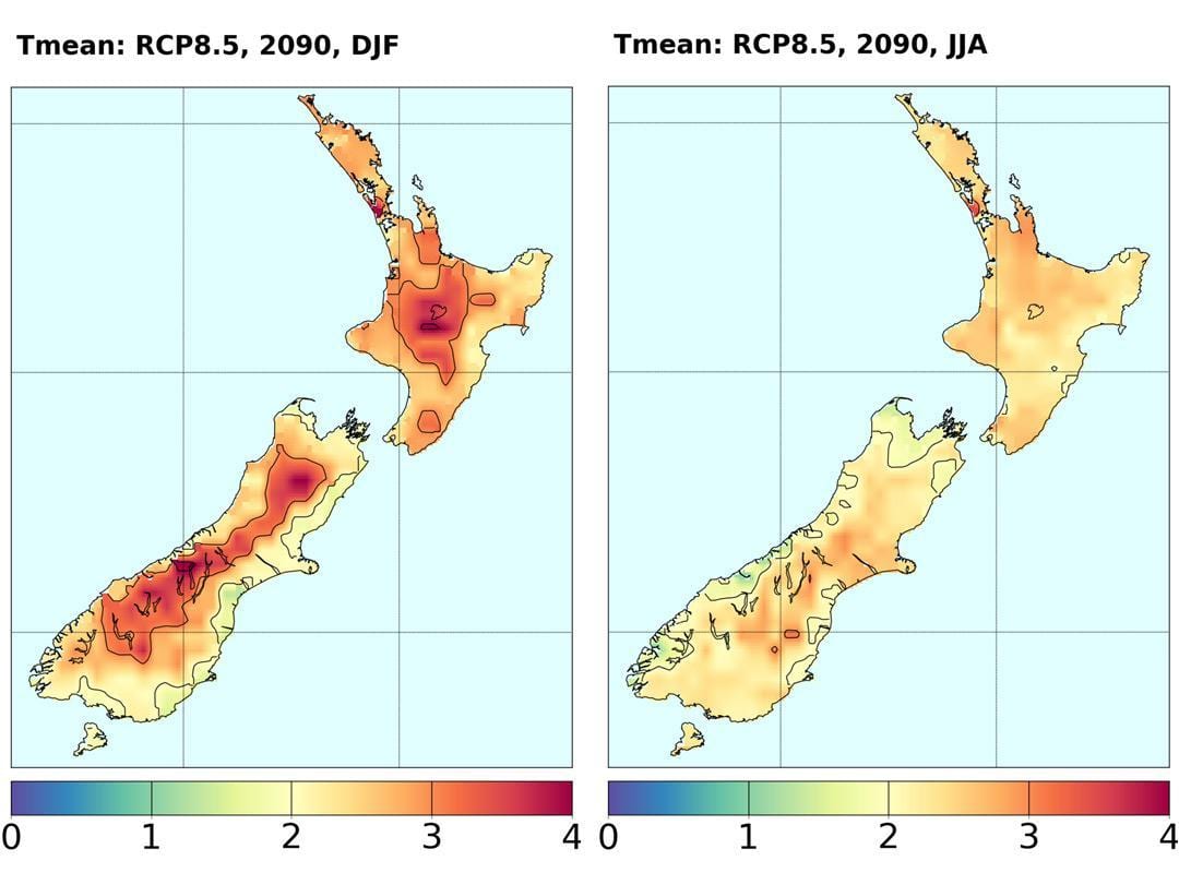 Mapa de nova celandia temperatura