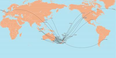 Aire nova celandia mapa da ruta internacional