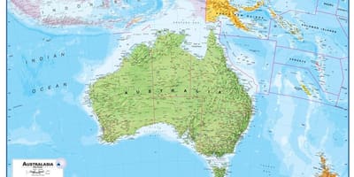 Mapa de australia e nova celandia física