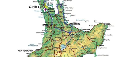 Mapa de esquí norte illa nova celandia