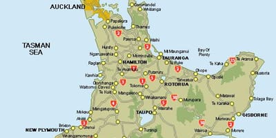 Mapa de central norte illa nova celandia