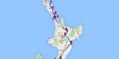 Condución mapa da illa norte de nova zelandia