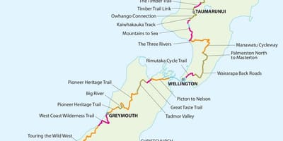 Mapa de nova celandia ciclo trail