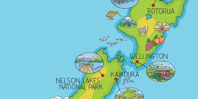 Nova celandia mapa de debuxos animados