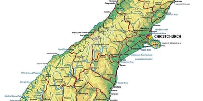 Mapa de nova celandia illa sur de viaxes