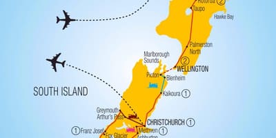 Mapa de nova celandia, tren